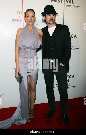 Colin Farrell and girlfriend Alicja Bachleda arrive for the Tribeca Film Festival Premiere of 'Ondine' at BMCC/TPAC in New York on April 28, 2010.       UPI /Laura Cavanaugh Stock Photo
