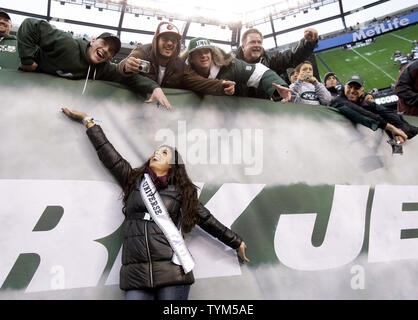 Miss Universe Ximena Navarrete reacts with fans before the New York Jets play the Miami Dolphins in week 14 of the NFL season at New Meadowlands Stadium in East Rutherford, New Jersey on December 12, 2010. The Dolphins defeated the Jets 10-6.    UPI /John Angelillo Stock Photo