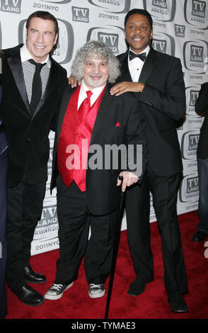 'Welcome Back Kotter' cast: (L-R) John Travolta, Lawrence Hilton-Jacobs and Robert Hegyes arrive for the TV Land Awards at the Jacob Javits Center in New York on April 10, 2011.       UPI /Laura Cavanaugh Stock Photo