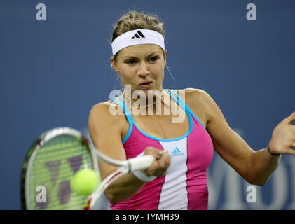 Maria Kirilenko of Russia returns the ball to Christina McHale, USA, in third-round action at the U.S. Open held at the National Tennis Center on September 2, 2011 in New York. Kirilenko won 6-2, 6-3.     UPI/Monika Graff Stock Photo