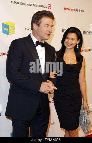 Alec Baldwin and Hilaria Thomas arrive at ' An Enduring Vision'  Elton John Aids Foundation Benefit at Cipriani in New York City on October 26, 2011.       UPI/John Angelillo Stock Photo