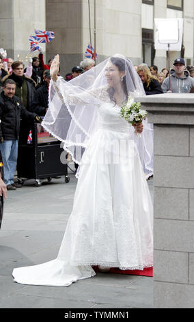 Ann Curry dresses as Kate Middleton for NBC's 'Today' Show Halloween Celebration at Rockefeller Center in New York City on October 31, 2011.       UPI/John Angelillo Stock Photo