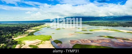 Africa, Zimbabwe, animals, nature pristine, Zambezi river, panorama, night view, starry sky, bonfire, burning clouds, aerial photography, mana photography, forest, sunset, silhouette, adventure, adventure Stock Photo