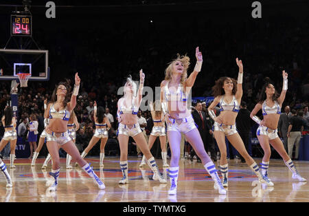 The Knicks City Dancers cheerleaders perform when the Los Angeles Lakers play the New York Knicks at Madison Square Garden in New York City on February 10, 2012. The Knicks defeated the Lakers 92-85 and Lin scores 38 points.  UPI/John Angelillo Stock Photo