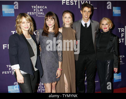 (L-R) Halley Feiffer, Jocelin Donahue, Whitney Able, Jay Gammill and Tippi Hedren arrive for the Tribeca Film Festival Premiere of 'Free Samples' at the Clearview Chelsea Cinemas in New York on April 20, 2012.       UPI /Laura Cavanaugh Stock Photo