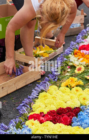Corpus Christy religious celebration with flower decorations funchal Corpus Christy religious celebration with flower decorations funchal