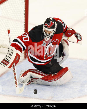June 09 2012: Devils' goalie Martin Brodeur (30) during a time out in the  second period during Game 5 of the 2012 Stanley Cup Finals at the  Prudential Center in Newark, New
