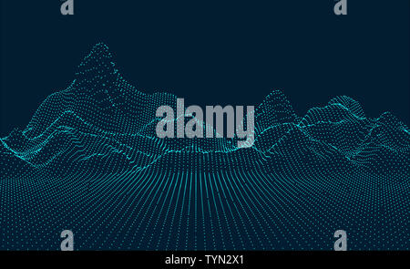 Abstract three-dimensional digital terrain of big data concept, graphics with artificial intelligence concept Stock Photo
