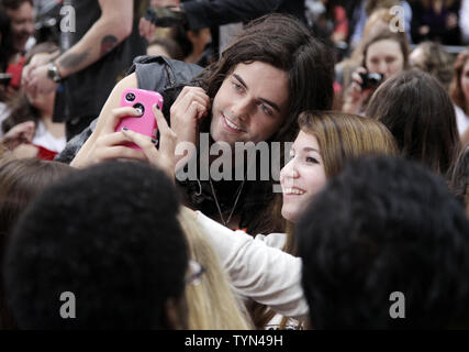 Ian Sebastian Keaggy and the band Hot Chelle Rae perform on the NBC Today Show at Rockefeller Center in New York City on July 20, 2012.       UPI/John Angelillo Stock Photo