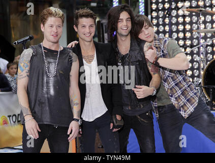 Ryan Folles and the band Hot Chelle Rae perform on the NBC Today Show at Rockefeller Center in New York City on July 20, 2012.       UPI/John Angelillo Stock Photo