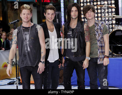 Ryan Folles and the band Hot Chelle Rae perform on the NBC Today Show at Rockefeller Center in New York City on July 20, 2012.       UPI/John Angelillo Stock Photo