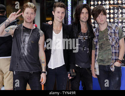 Ryan Folles and the band Hot Chelle Rae perform on the NBC Today Show at Rockefeller Center in New York City on July 20, 2012.       UPI/John Angelillo Stock Photo