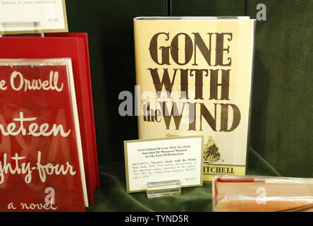 A first edition copy of Gone With the Wind inscribed by author Margaret Mitchell is on display at a press preview for the 59th annual Winter Antiques Show at the Park Avenue Armory in New York in New York City on January 24, 2013. The show is open to the public January 25-February 3, 2013 and features 73 exhibitors, including eight new to the show, and thousands of works of fine art, furniture, and decorative objects.    UPI/John Angelillo Stock Photo