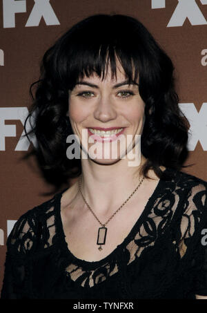 Maggie Siff arrives on the red carpet at the 2013 FX Upfronts at Lucky Strike Lanes in New York City on March 28, 2013.       UPI/John Angelillo Stock Photo