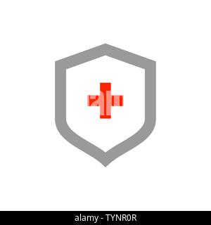 Medical shield with cross icon. Vector pictogram. Modern flat design vector illustration, new concept for web, infographics, mobile app. Stock Vector