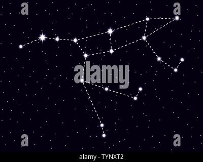 Ursa Major constellation. Starry night sky. Vector illustration Stock Vector