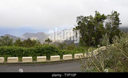 curvy serpentine roads on teide volcano on tenerife island Stock Photo