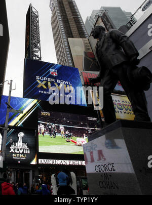 Construction Takes Place To Transform Times Square Into Super Bowl