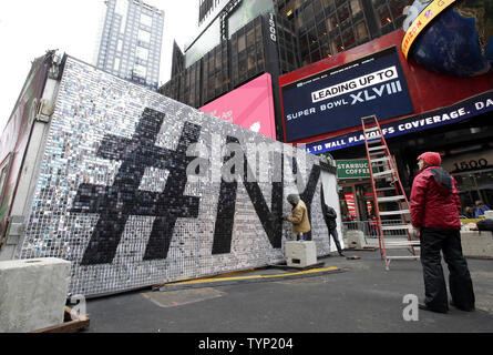Construction Takes Place To Transform Times Square Into Super Bowl