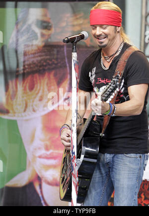 Bret Michaels performs on Fox & Friends All American Summer Concert Series in New York City on July 18, 2014. Bret Michaels is an American musician known for his work as the lead singer in the glam-metal band Poison.      UPI/John Angelillo Stock Photo