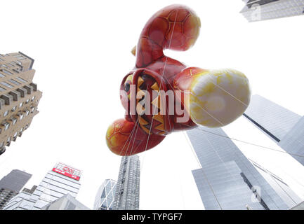 The Skylanders Balloon floats down the parade route at the 88th Macy's Thanksgiving Day Parade in New York City on November 27, 2014.     UPI/John Angelillo Stock Photo