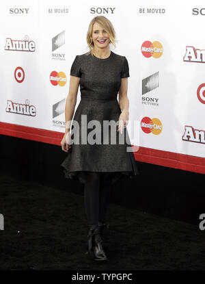 Cameron Diaz arrives on the red carpet at the 'Annie' World Premiere at the Ziegfeld Theater  in New York City on December 7, 2014.    UPI/John Angelillo Stock Photo