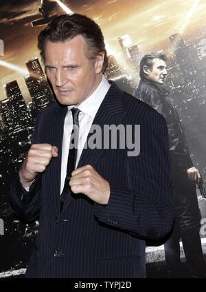Liam Neeson arrives on the red carpet at the 'Taken 3' Fan Event Screening at AMC Empire 25 Theater in New York City on January 7, 2015.    Photo by John Angelillo/UPI Stock Photo