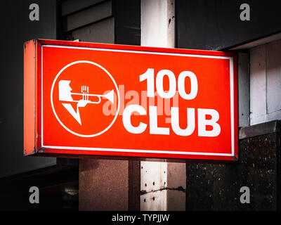 100 Club  - a music venue located at 100 Oxford Street in Central London. The 100 Club has been hosting live music since 1942. Stock Photo