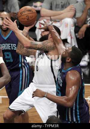 Brooklyn Nets' Deron Williams (8) puts up a shot against the Minnesota ...