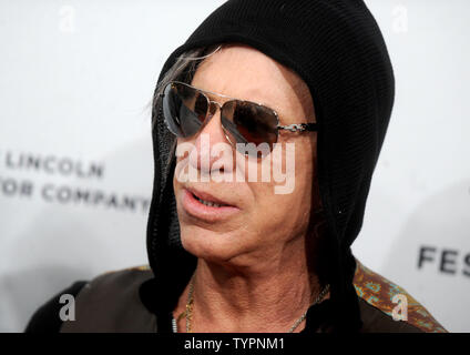 Mickey Rourke arrives on the red carpet at the World Premiere Narrative: 'Ashby' at the 2015 Tribeca Film Festival at SVA Theatre 1 in New York City on April 19, 2015.     Photo by Dennis Van Tine/UPI Stock Photo