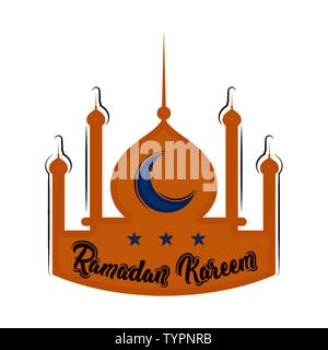 Isolated islamic mosque with a crescent moon icon. Ramadan kareem - Vector Stock Vector