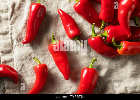 Raw Red Organic Fresno Peppers REady to Cook Stock Photo
