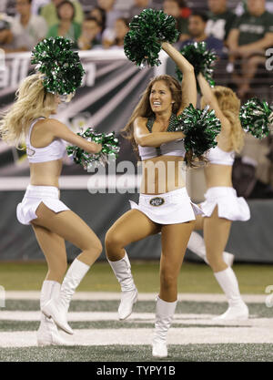 October 20, 2013: New York Jets flight crew cheerleader during the second  half of a week 7 AFC East matchup between the New England Patriots and the  N Stock Photo - Alamy