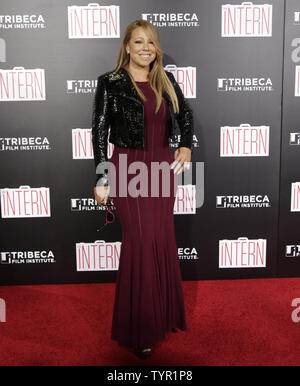 Mariah Carey arrives on the red carpet at the premiere of The Intern at the Ziegfeld Theater in New York City on September 21, 2015.       Photo by John Angelillo/UPI Stock Photo