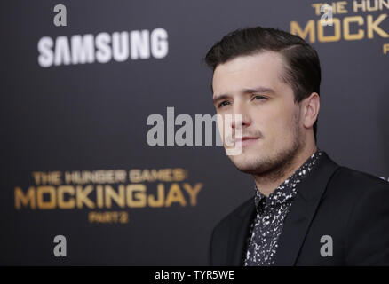 Josh Hutcherson arrives on the red carpet at 'The Hunger Games: Mockingjay- Part 2' New York Premiere at AMC Loews Lincoln Square 13 Theater on November 18, 2015 in New York City.      Photo by John Angelillo/UPI Stock Photo