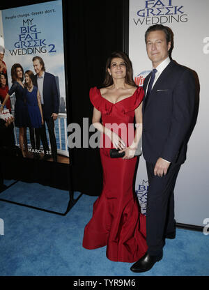 Nia Vardalos and actor John Corbett arrive on the red carpet at My Big Fat Greek Wedding 2 New York Premiere at AMC Loews Lincoln Square 13 Theater on March 15, 2016 in New York City.    Photo by John Angelillo/UPI Stock Photo