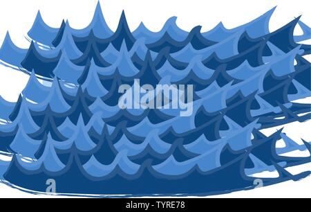 Sea wave vector. Waves are light and dark blue. Stock Vector