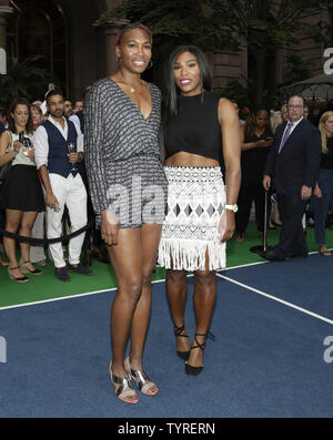 Serena Williams and Venus Williams arrive for photos before they participate in a Virtual Tennis Tournament hosted by Rafael Nadal at Lotte New York Palace on August 25, 2016 in New York City. The US Open Tennis Championships begin on Monday.   Photo by John Angelillo/UPI Stock Photo