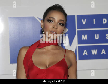 Singer Tinashe arrives on the red carpet at the 2016 MTV Video Music Awards at Madison Square Garden in New York City on August 28, 2016. Performers at the 2016 MTV VMA's include Rihanna, Britney Spears, Ariana Grande and Nicki Minaj.       Photo by John Angelillo/UPI Stock Photo