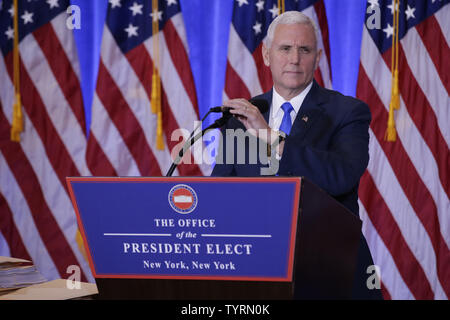 Vice President Elect Mike Pence Speaks Before U S President Elect Donald Trump Steps Up To The Podium To Speak At A Press Conference At Trump Tower On January 11 17 In New York