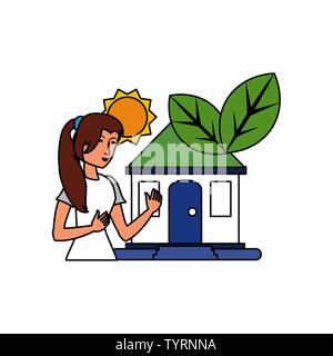 Avatar woman design, Sustainability eco friendly green recycle ecology renewable and solution theme Vector illustration Stock Vector