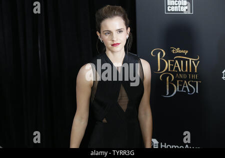 Emma Watson arrives on the red carpet at the 'Beauty And The Beast' New York Screening at Alice Tully Hall at Lincoln Center on March 13, 2017 in New York City.     Photo by John Angelillo/UPI Stock Photo