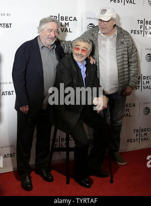 Robert De Niro, Burt Reynolds and Chevy Chase arrive on the red carpet at the 'Dog Years' Premiere during 2017 Tribeca Film Festival at Cinepolis Chelsea on April 22, 2017 in New York City.    Photo by John Angelillo/UPI Stock Photo