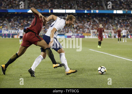 Tottenham Hotspur Harry Kane and AS Roma Juan Jesus chase down the ball in the first half at The International Champions Cup at Red Bull Arena in Harrison, New Jersey on July 25, 2017.   Photo by John Angelillo/UPI Stock Photo