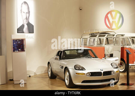 A 2000 BMW Z8 owned by visionary Apple founder Steve Jobs is on display at a media preview for Sotheby's inaugural 'Life of Luxury' sales series, offering the very best in jewelry, watches, cars, wine and fashion at Sotheby's in New York City on November 30, 2017. All 'Life of Luxury' exhibitions open to the public on 30 November.   Photo by John Angelillo/UPI Stock Photo