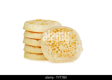 english crumpets on white Stock Photo