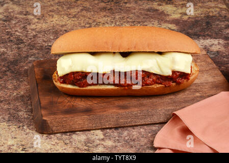 meatball sub sandwich with mozzarella cheese Stock Photo