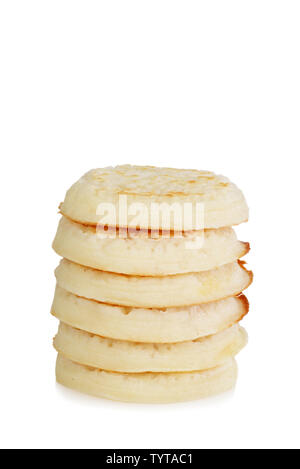 stack of crumpets on white Stock Photo