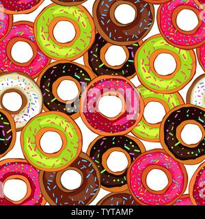Seamless pattern donuts with cream, grains Stock Vector