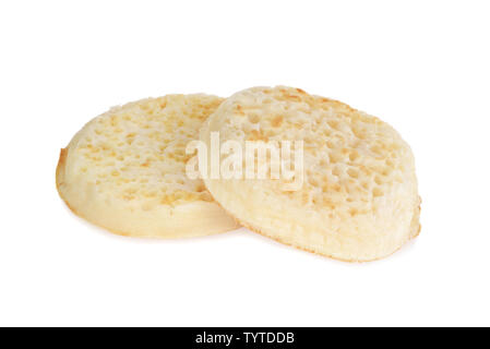 two english crumpets on white Stock Photo